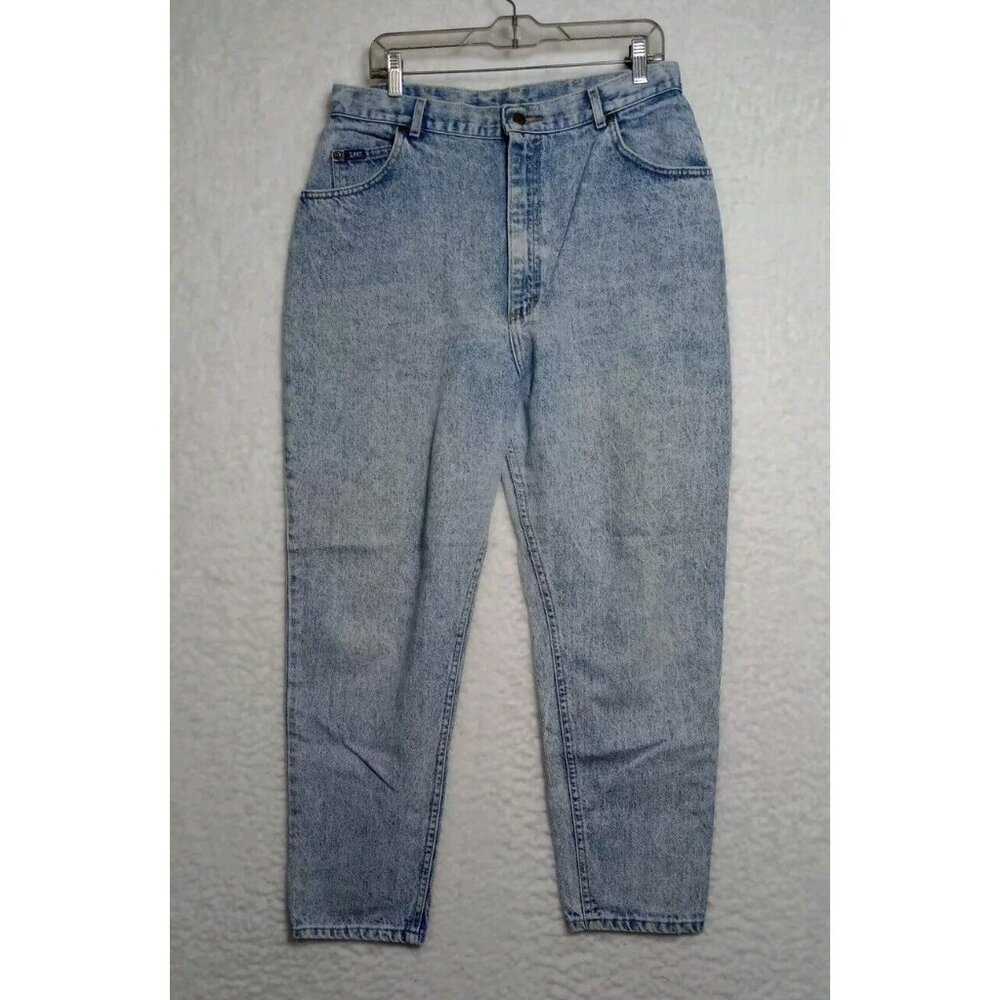 Vintage 80's LEE Acid Wash Women's 20W M High Waist Tapered Jeans MADE IN USA